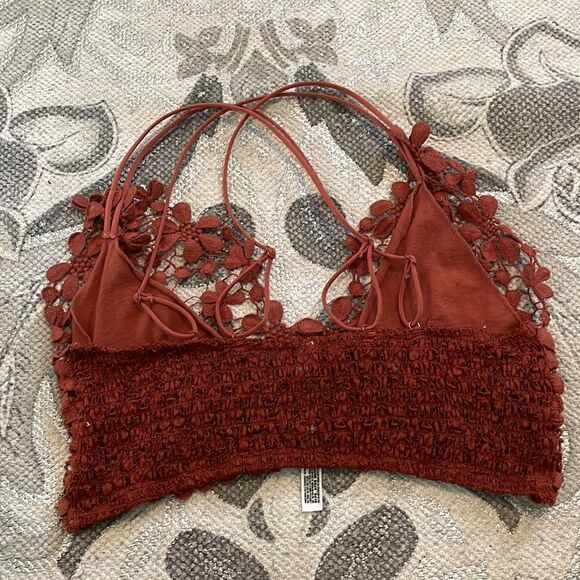 Free People Intimately Crochet Flower Bralette in Color Rust - Picture 4 of 6